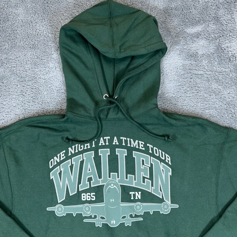 Morgan Wallen One Night At A Time World Tour Hoodie Green Mens Medium